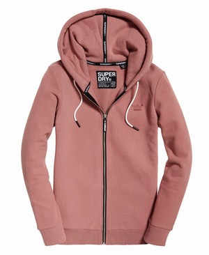 Superdry Orange Label Elite Cipzár Női Kapucnis Pulóver Rózsaszín | KEYVU8760